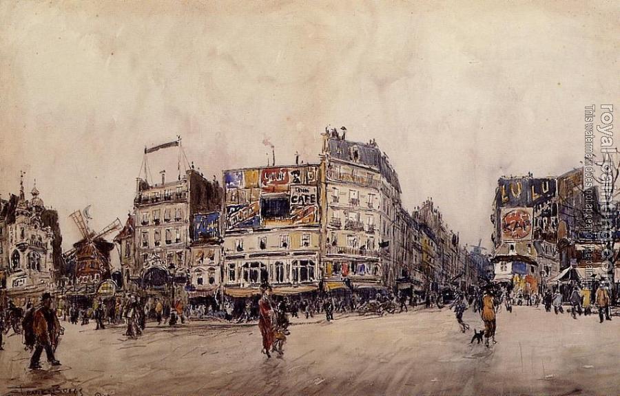 Frank Boggs : The Moulin Rouge and the Rue Lepic as Seen from the Place Bl